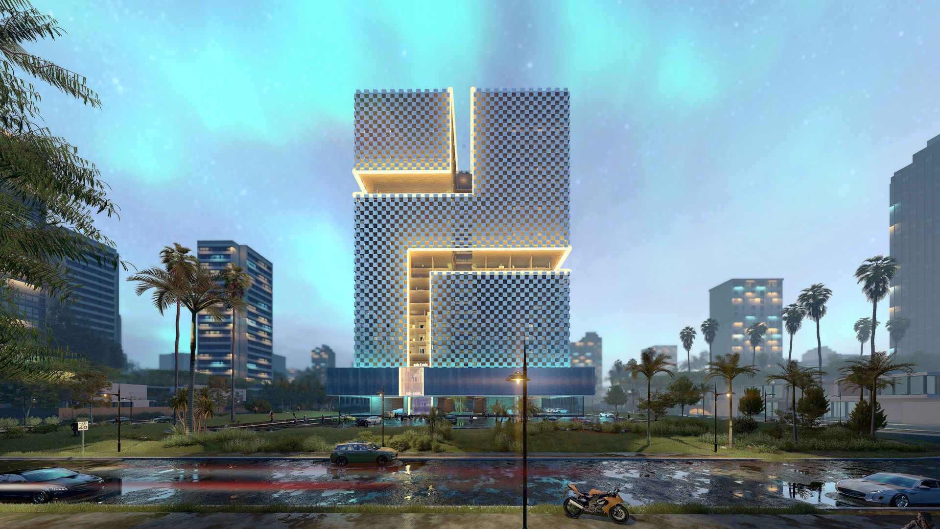 Tower in a city FULL Residential building Revit Lumion 3D model_13