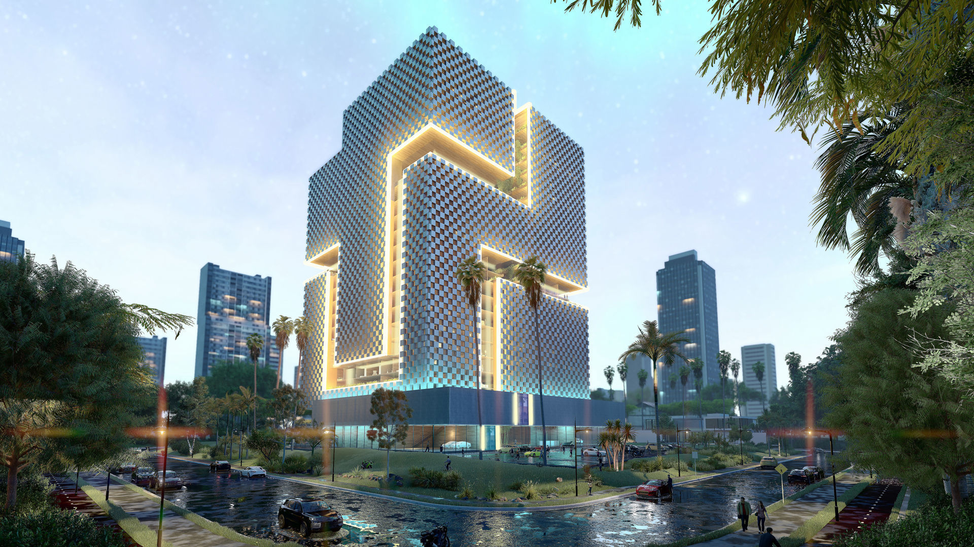 Tower in a city FULL Residential building Revit Lumion 3D model_21