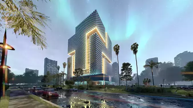 Tower in a city FULL Residential building Revit Lumion 3D model