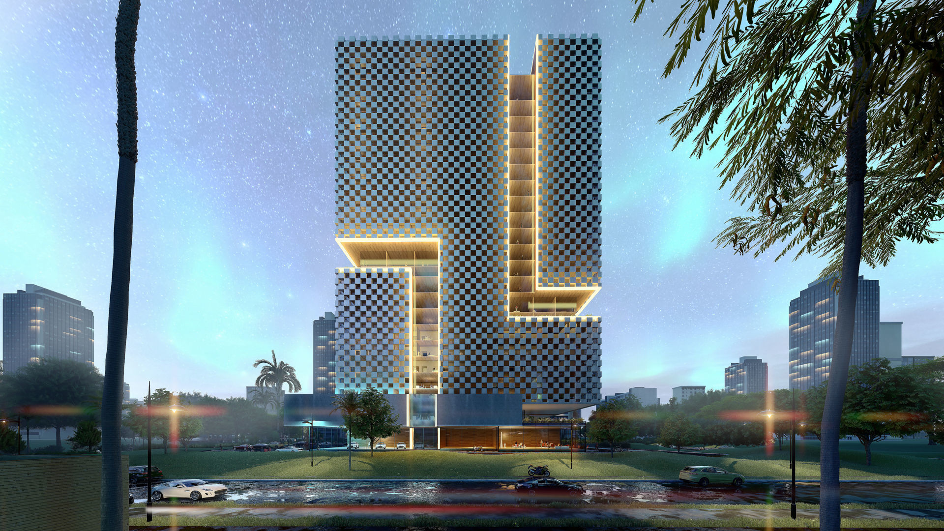 Tower in a city FULL Residential building Revit Lumion 3D model_17