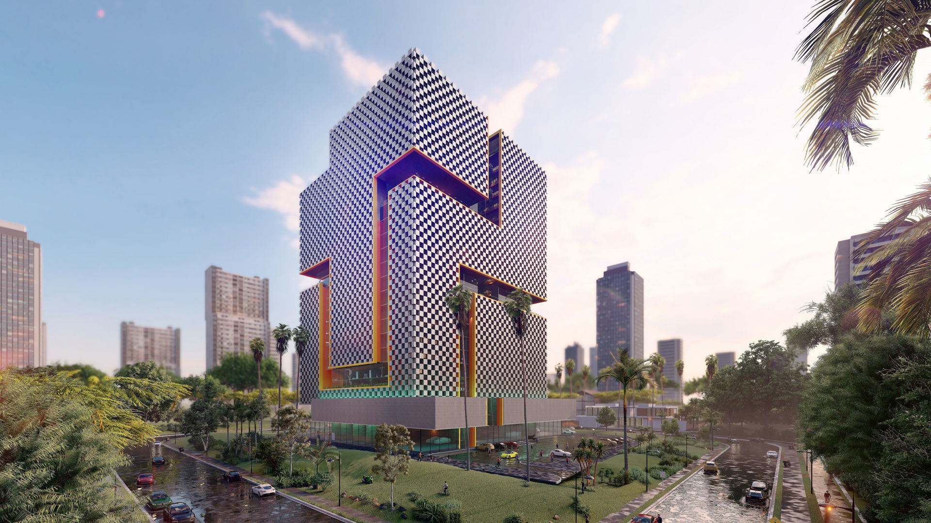 Tower in a city FULL Residential building Revit Lumion 3D model_4