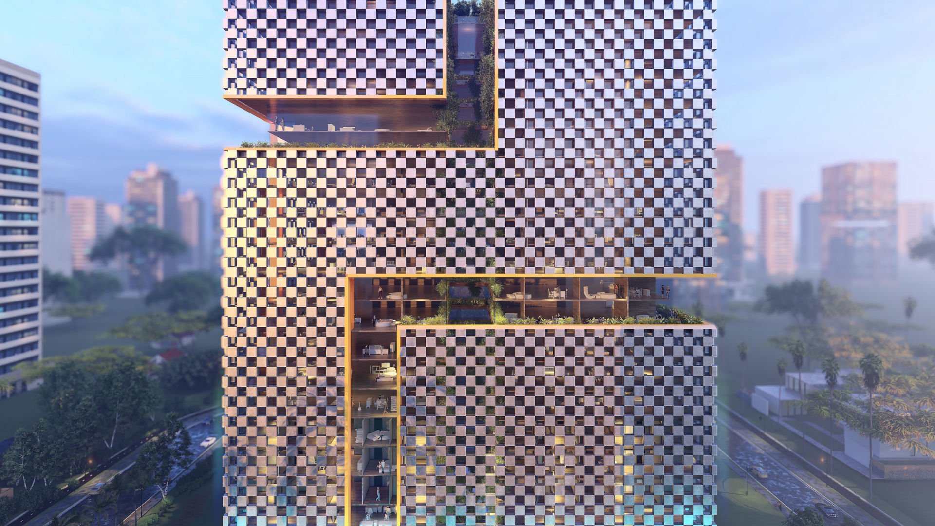 Tower in a city FULL Residential building Revit Lumion 3D model_25