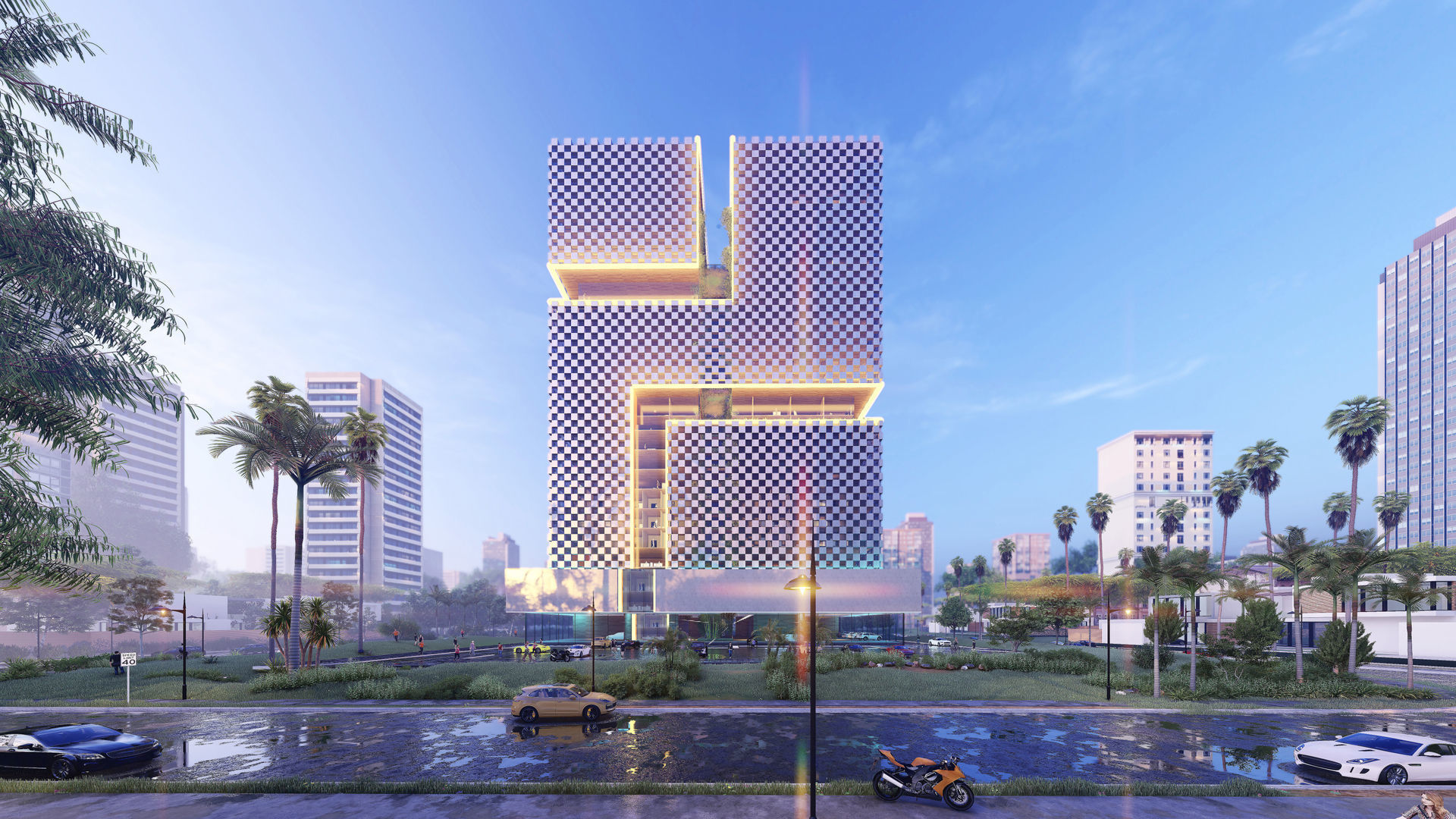 Tower in a city FULL Residential building Revit Lumion 3D model_14