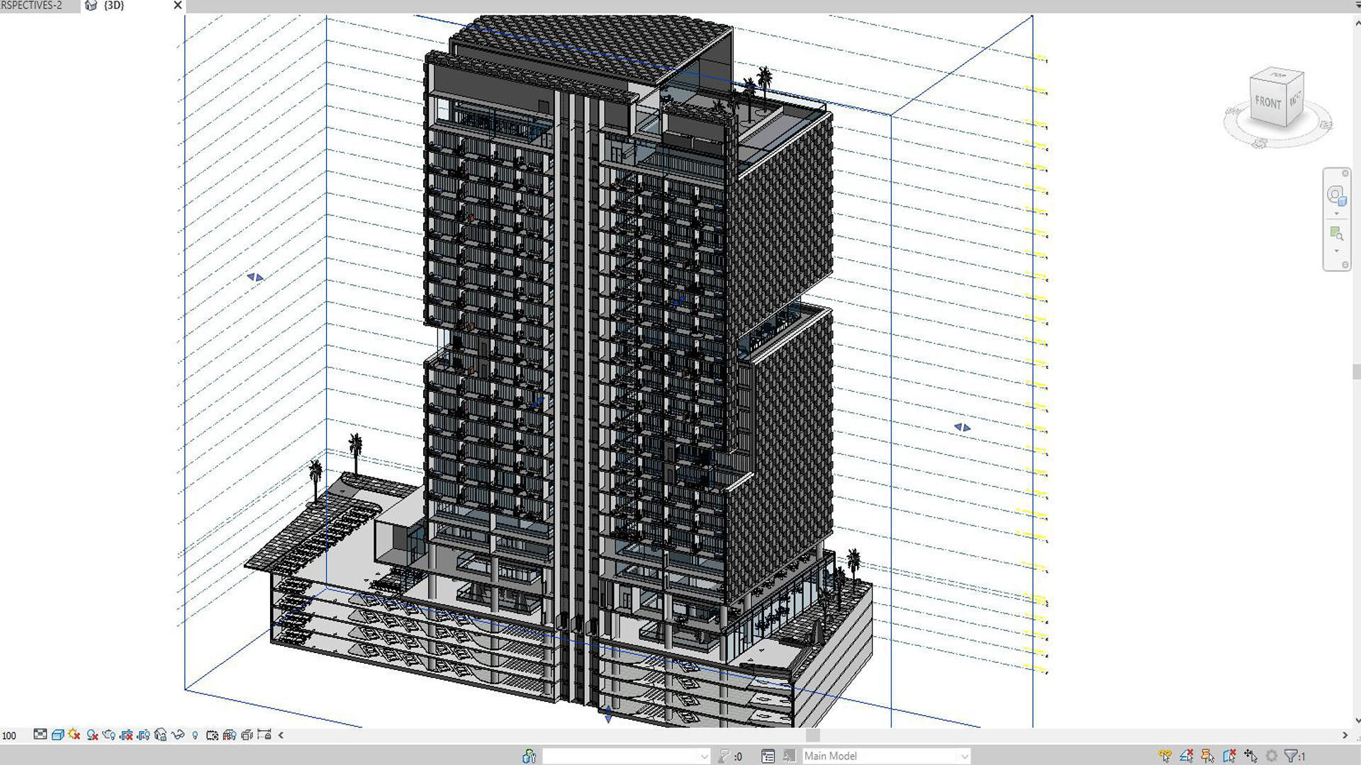 Tower in a city FULL Residential building Revit Lumion 3D model_11