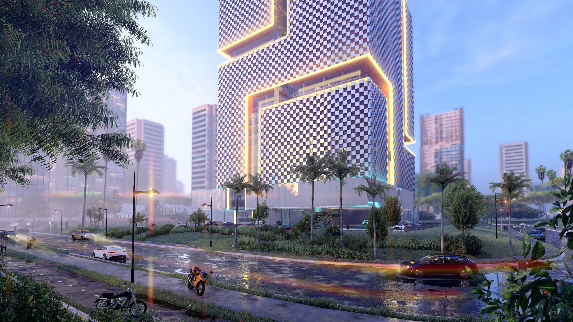 Tower in a city FULL Residential building Revit Lumion 3D model_6