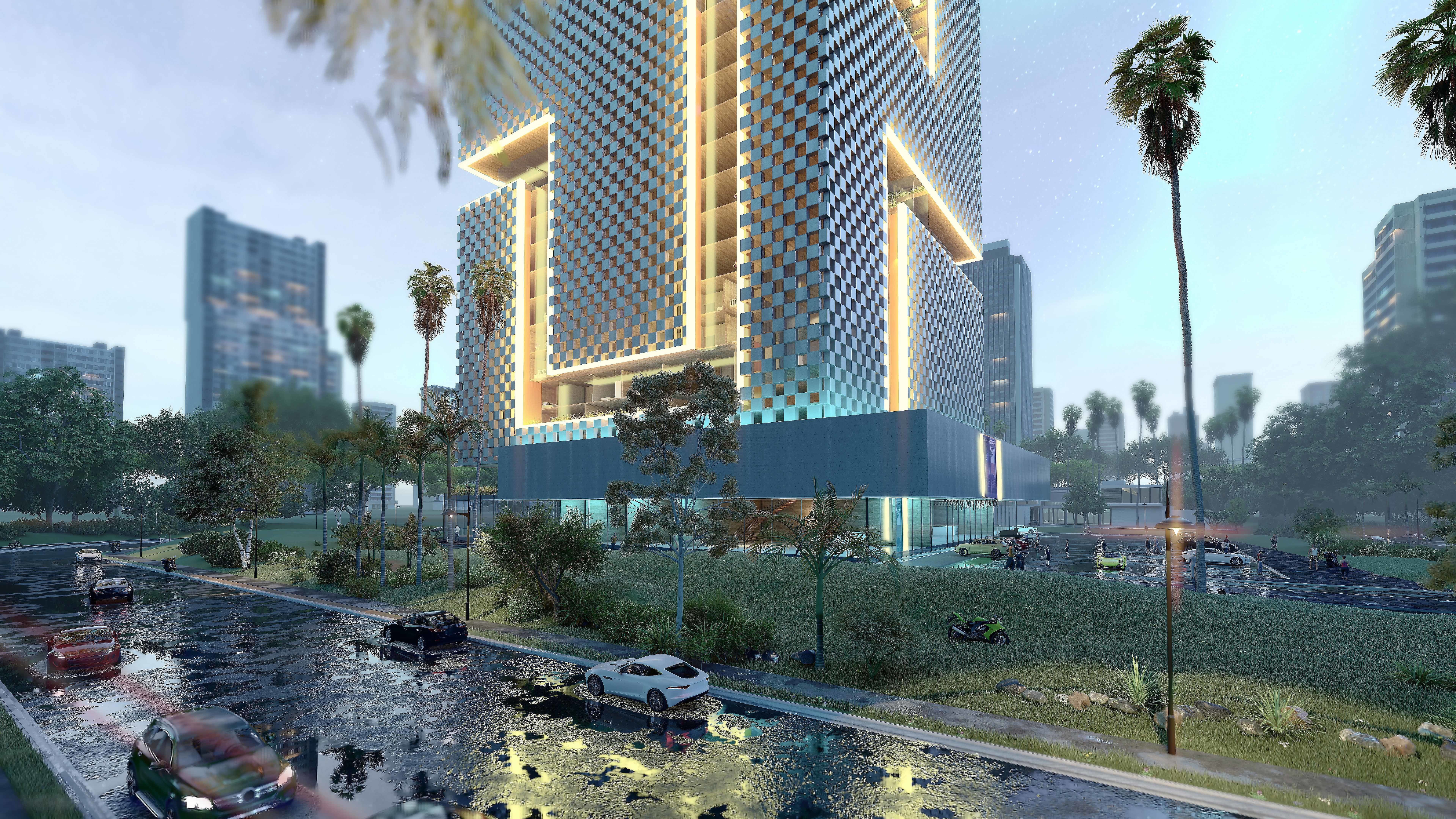 Tower in a city FULL Residential building Revit Lumion 3D model_22