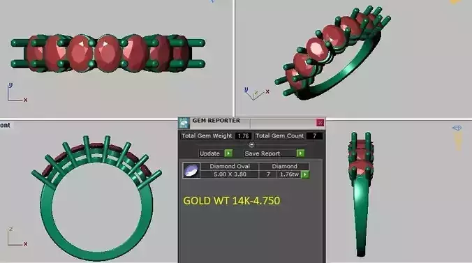 7 stone oval cut ring