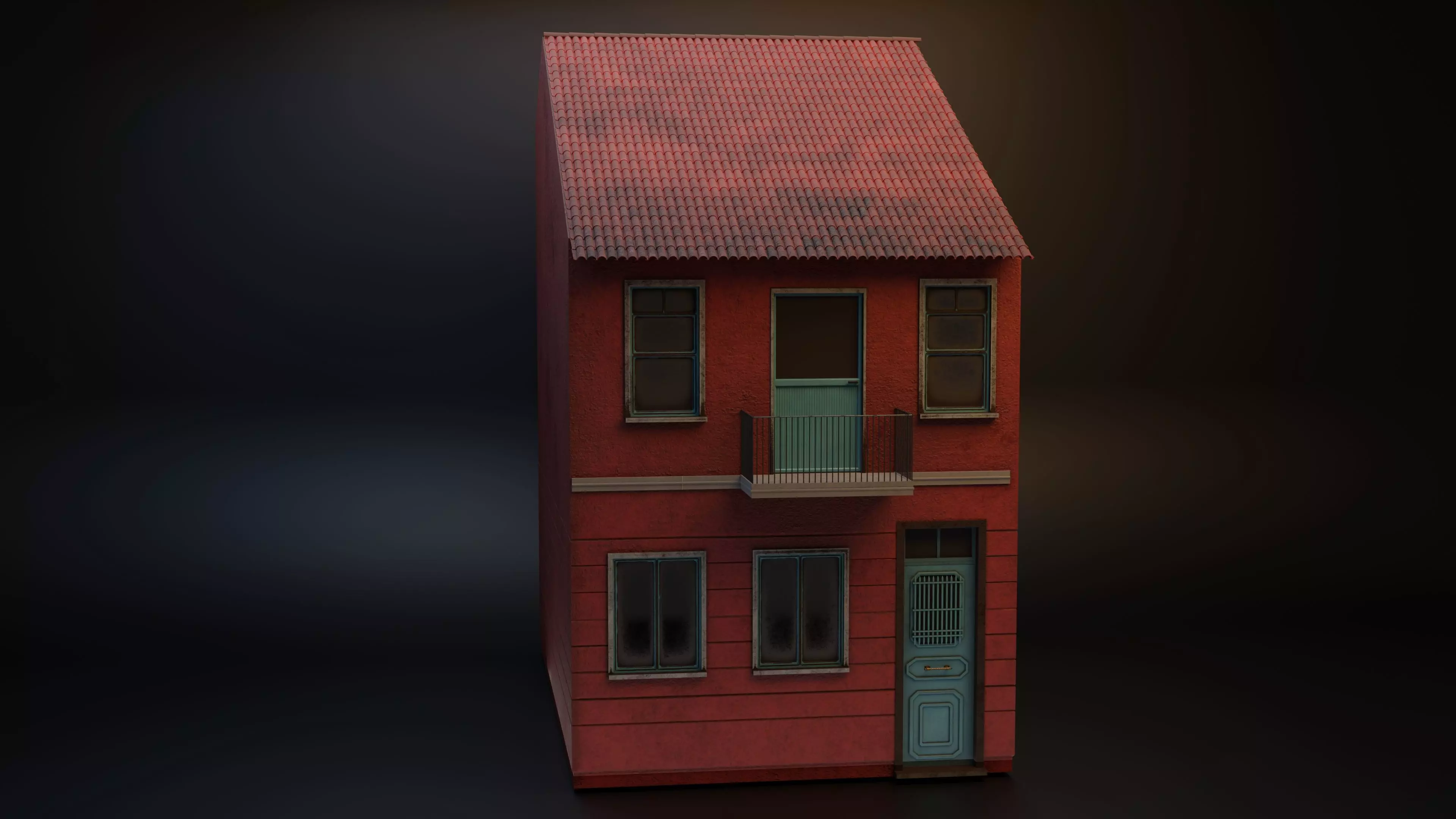 Dublex Red House 3D model_0