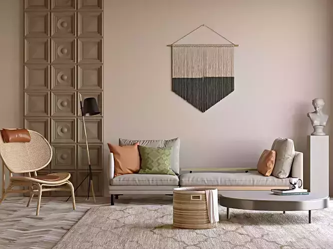 Sitting Area with Macrame Wall Hanging 