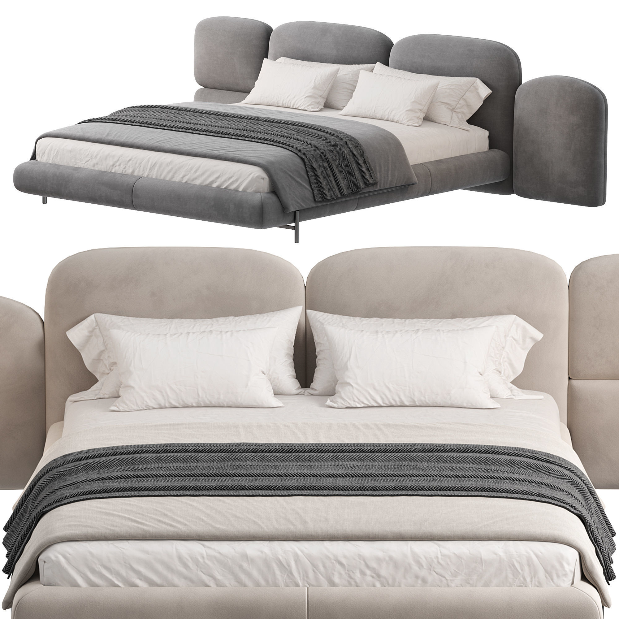 Bed Colection 1 - 4 Items 3D model 3D model 3D model 3D model_7