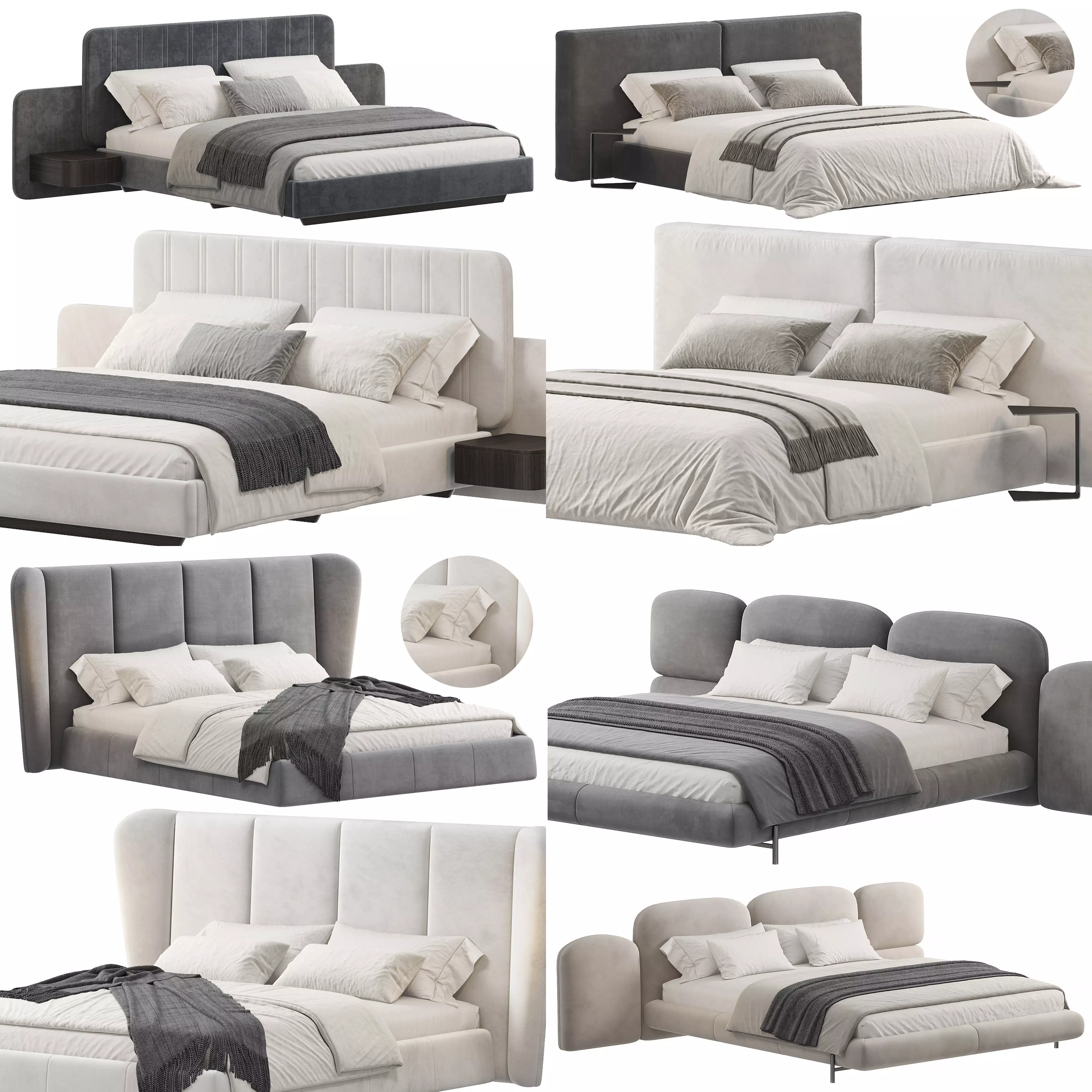 Bed Colection 1 - 4 Items 3D model 3D model 3D model 3D model_0