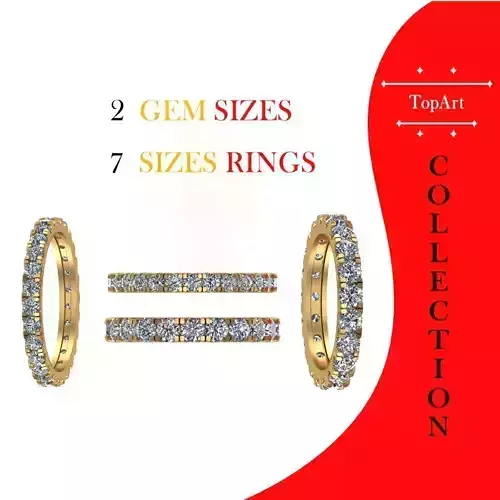 Eternity Rings With Gems Sets of 7 Sizes