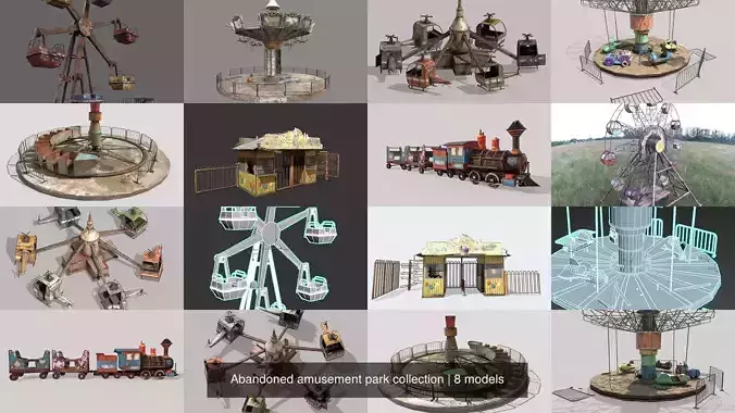 Abandoned amusement park  3D Model Collection