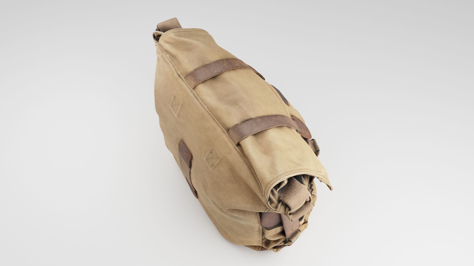 urban military style canvas leather shoulder bag 3D model_2