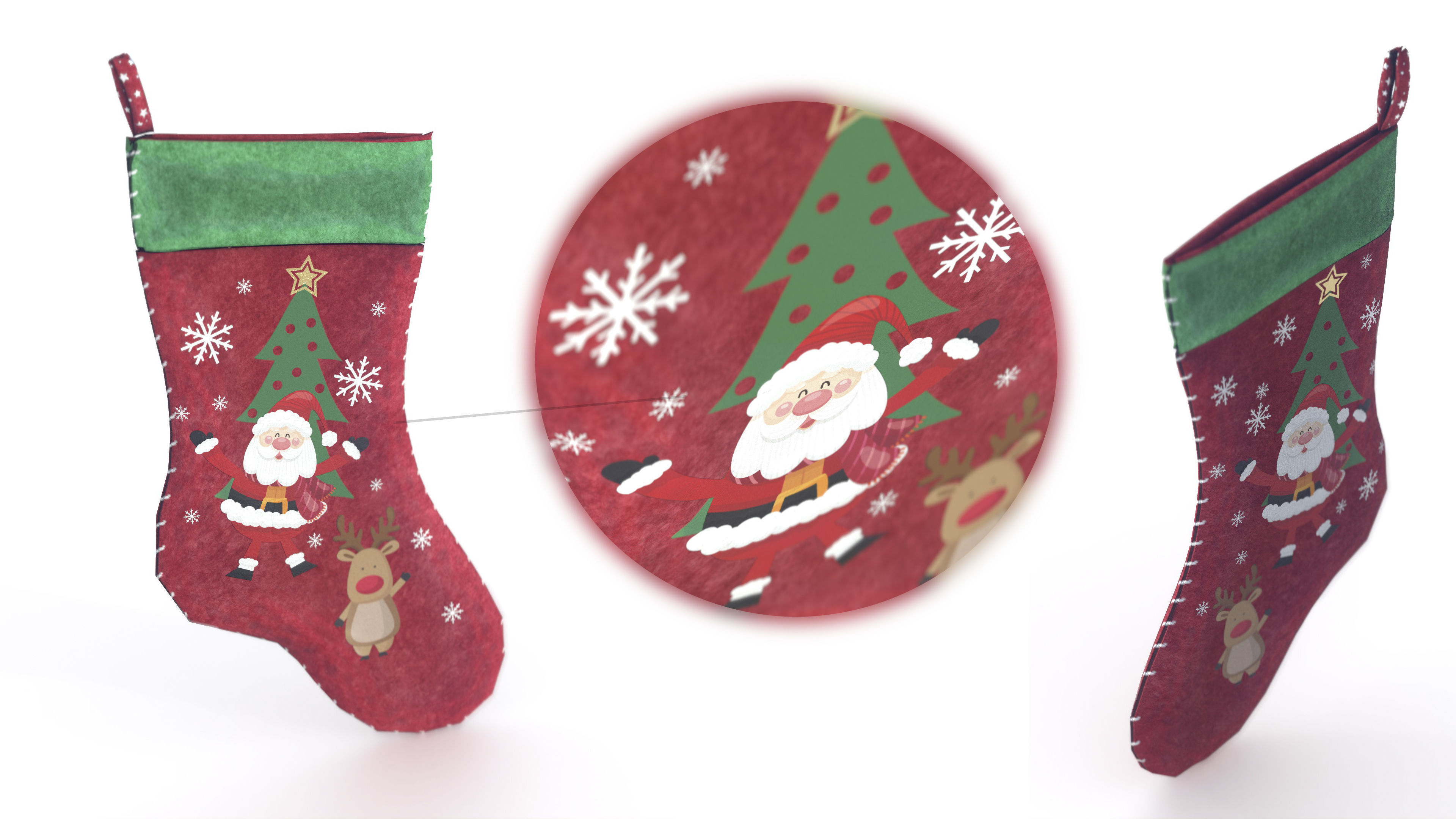 Christmas Stocking Low-poly 3D model_2