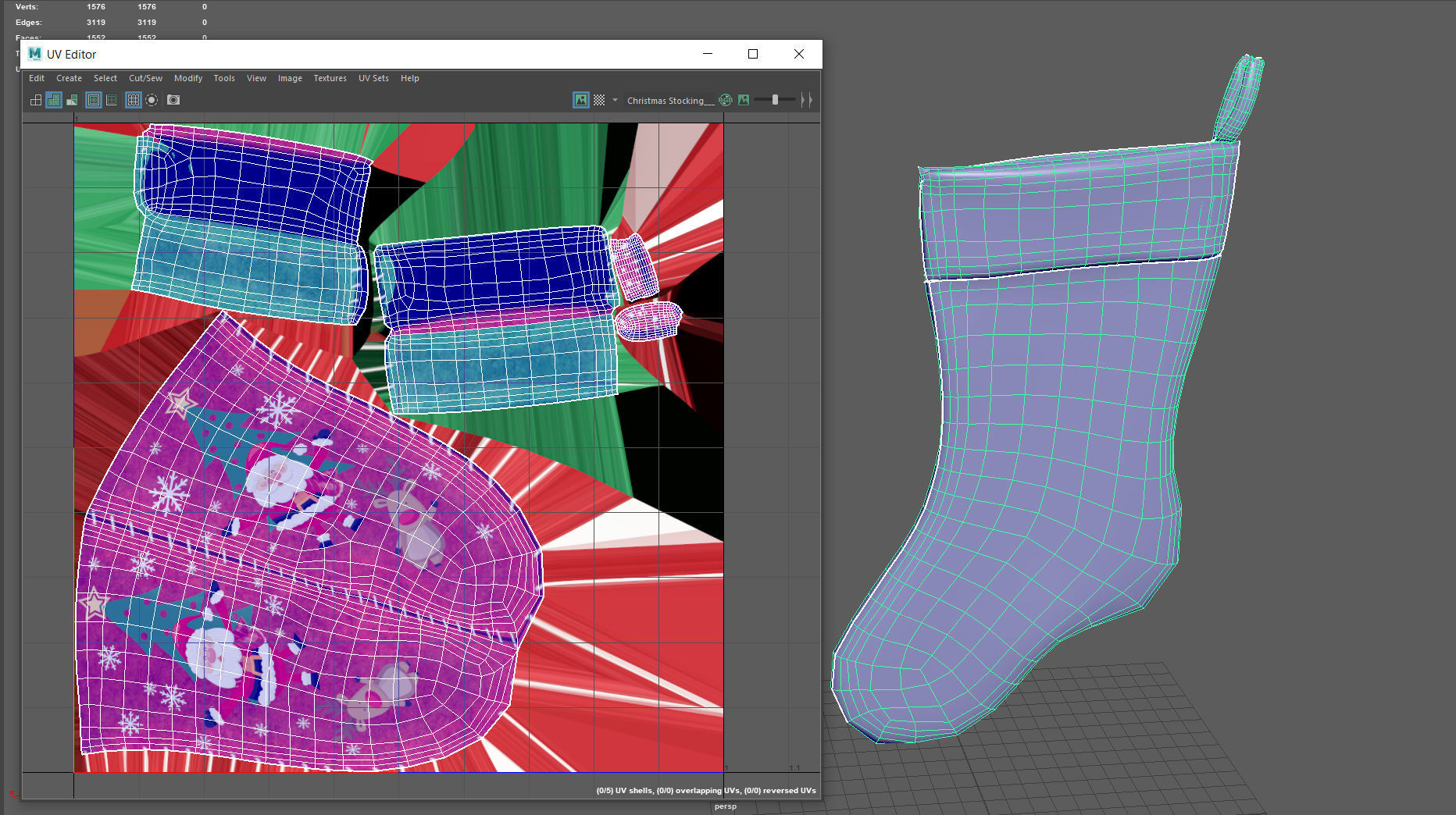Christmas Stocking Low-poly 3D model_10