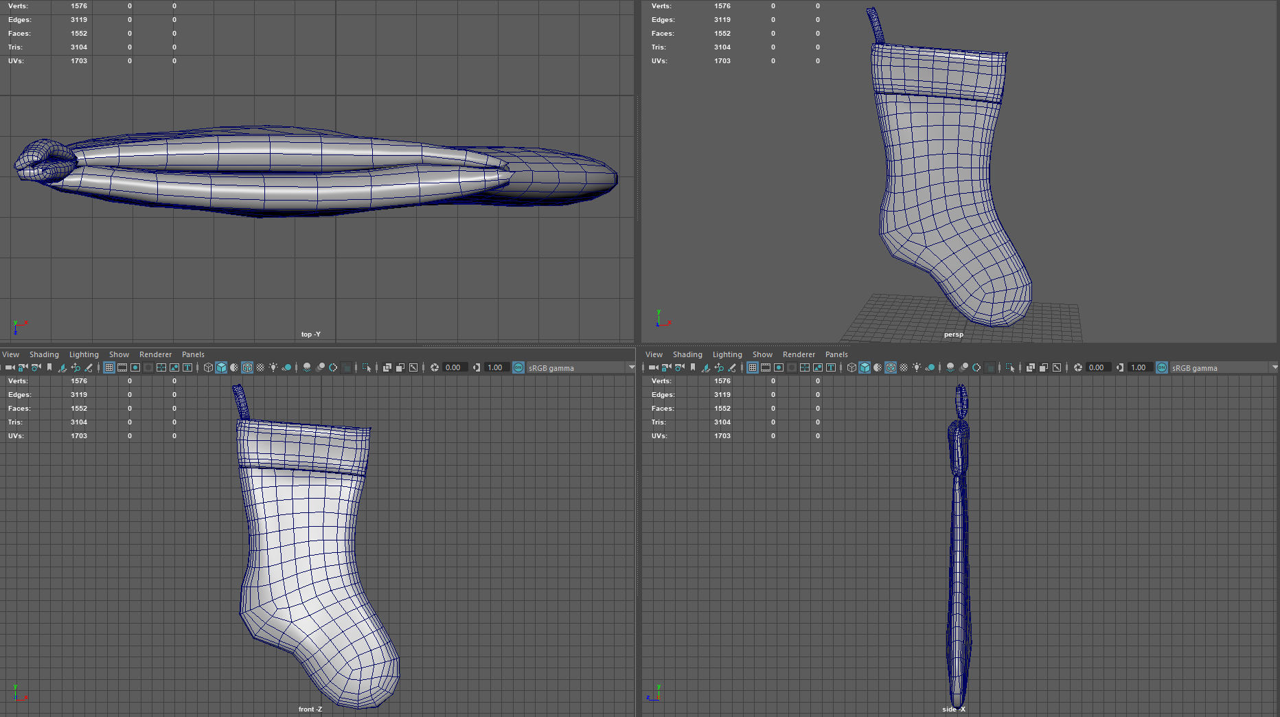 Christmas Stocking Low-poly 3D model_9