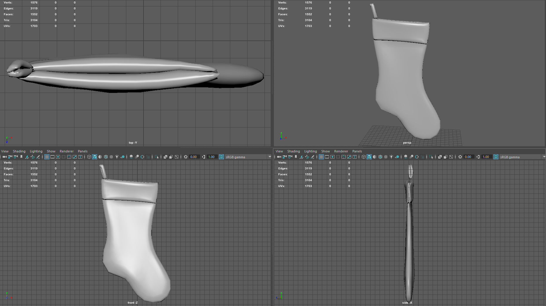 Christmas Stocking Low-poly 3D model_8