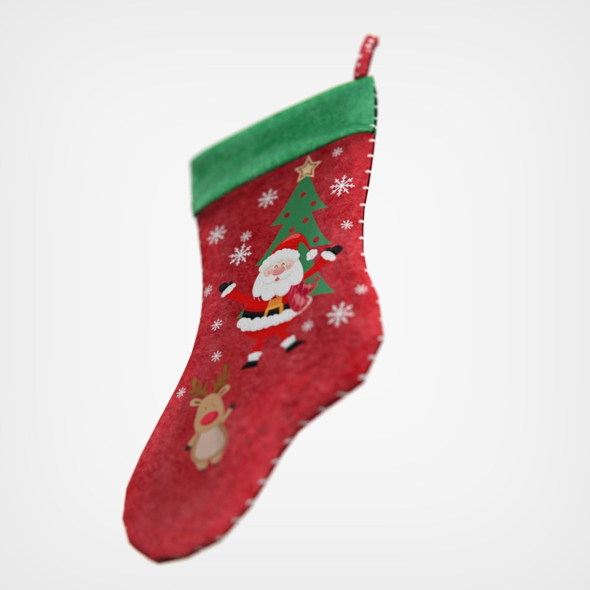 Christmas Stocking Low-poly 3D model_3