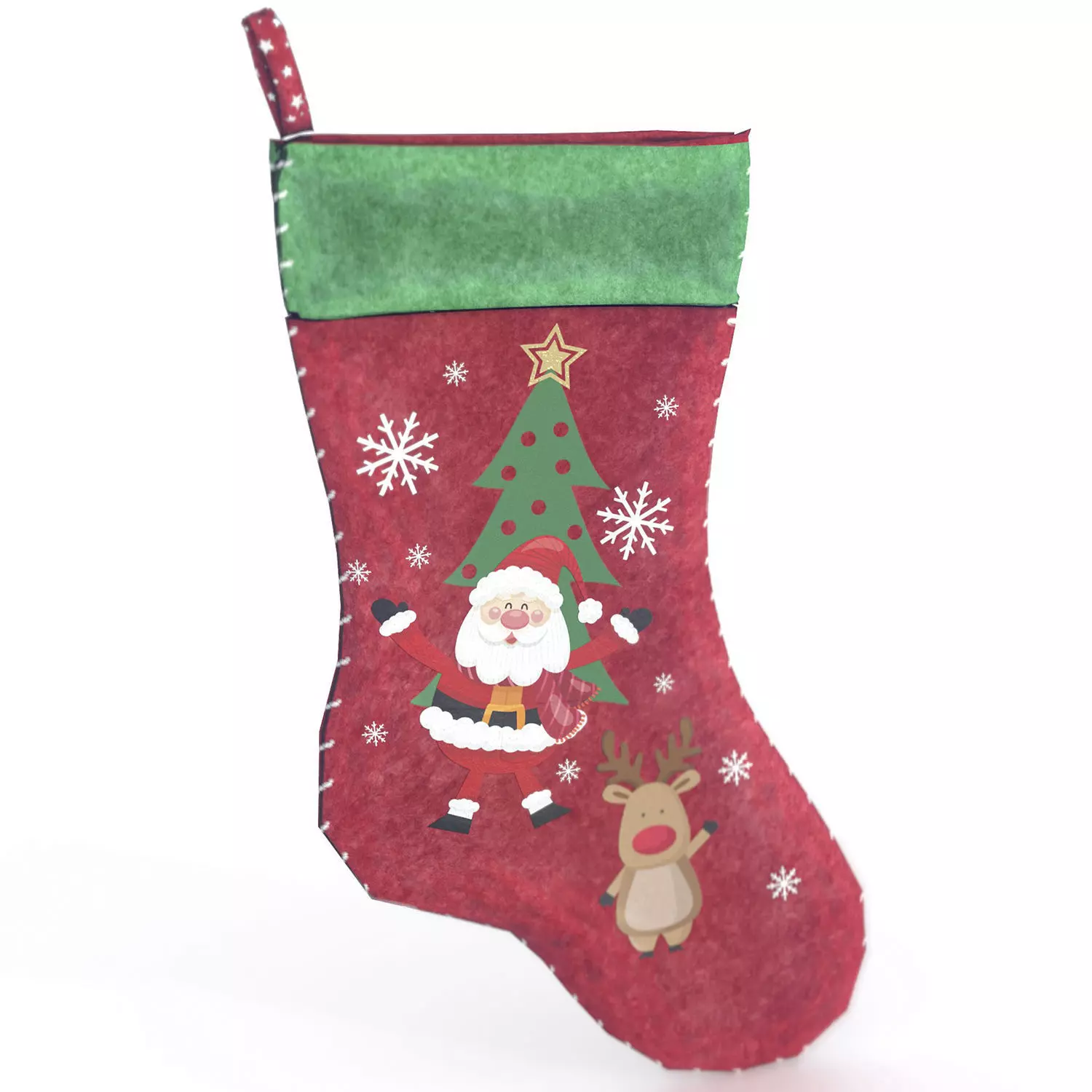 Christmas Stocking Low-poly 3D model_0