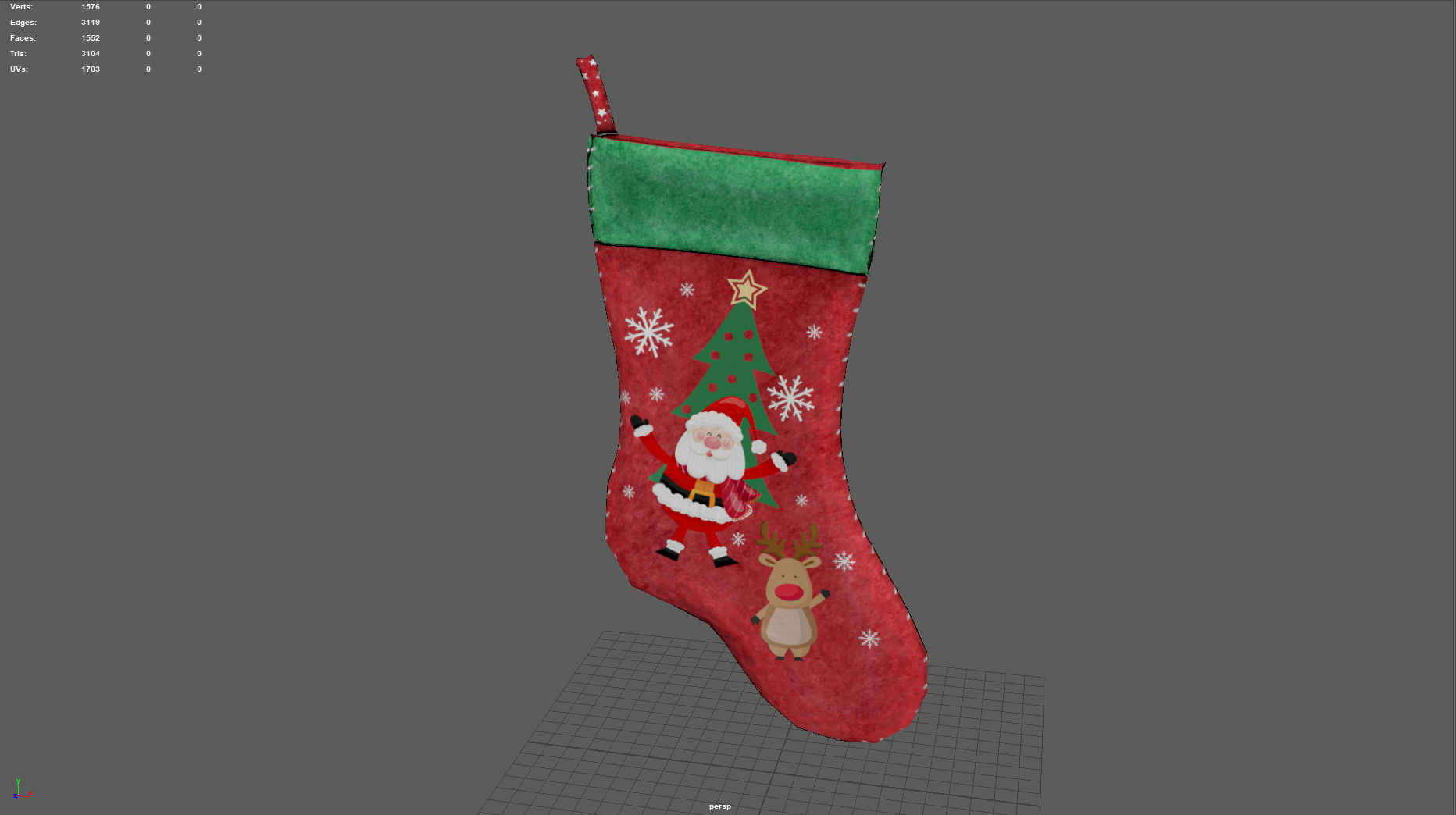 Christmas Stocking Low-poly 3D model_4