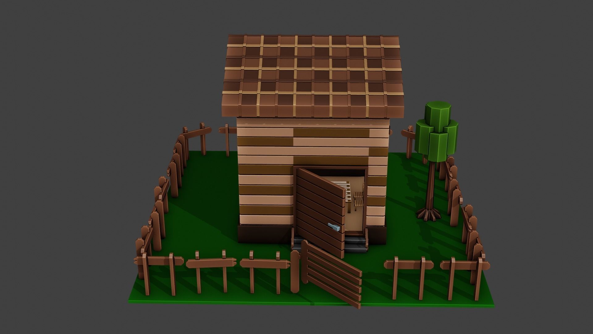 Village house for game Low-poly 3D model_4