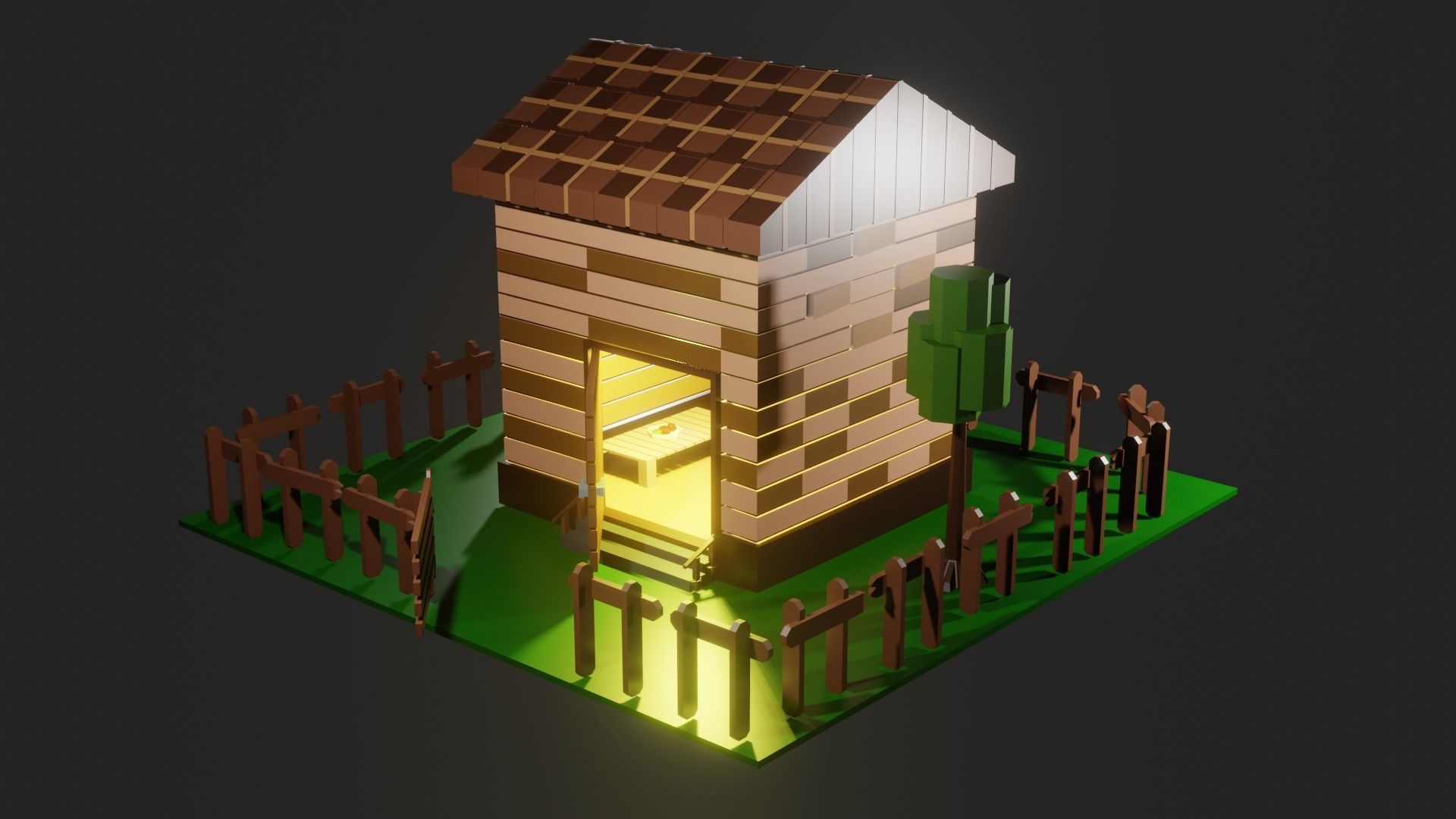 Village house for game Low-poly 3D model_2