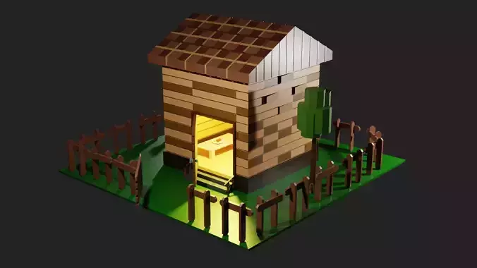 Village house for game  Low-poly 3D model