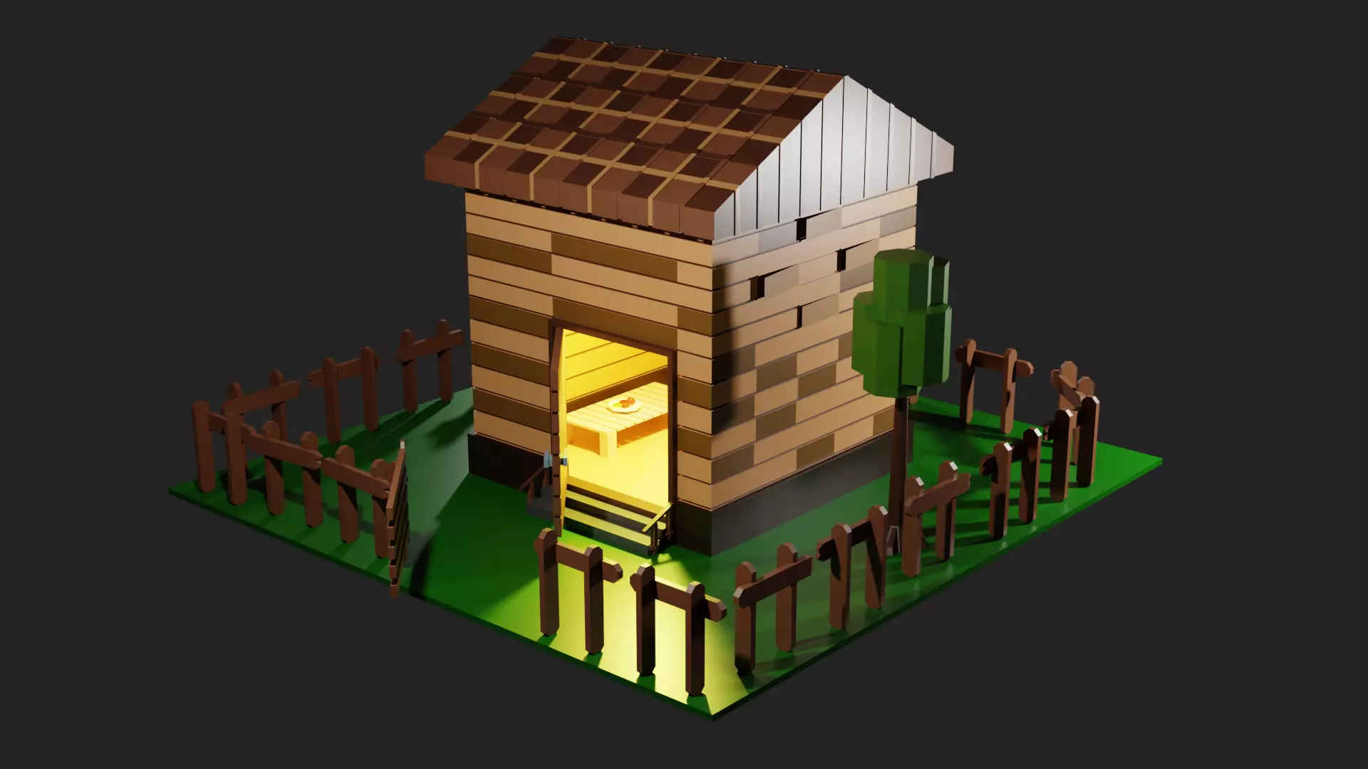 Village house for game Low-poly 3D model_0
