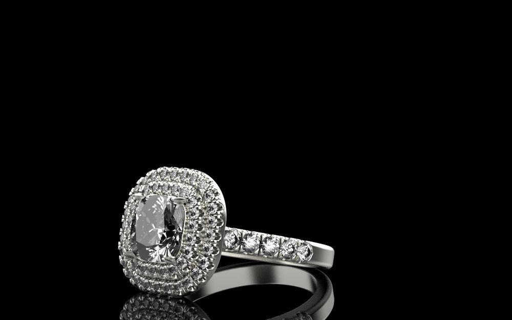 Ring 3D Print Model gold with diamonds 3D print model_2