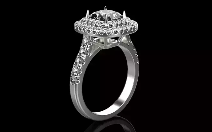 Ring 3D Print Model gold with diamonds