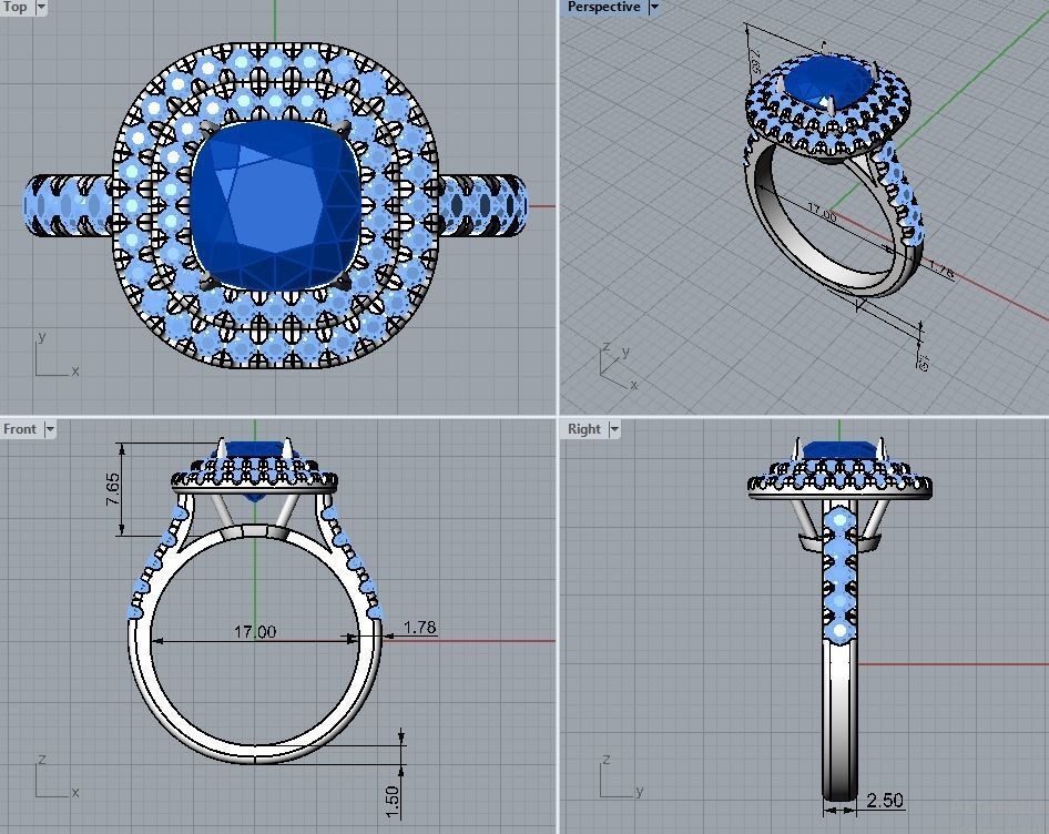 Ring 3D Print Model gold with diamonds 3D print model_7