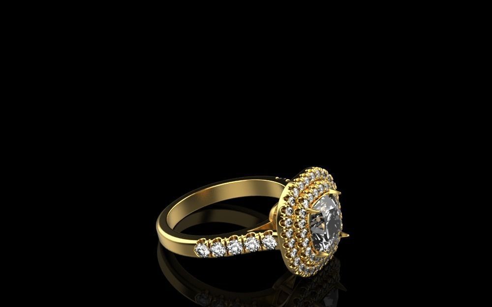 Ring 3D Print Model gold with diamonds 3D print model_3