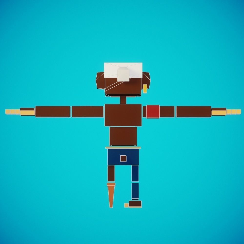 Stylized Pirate Monkey Rigged-Animated Low-poly 3D model_9