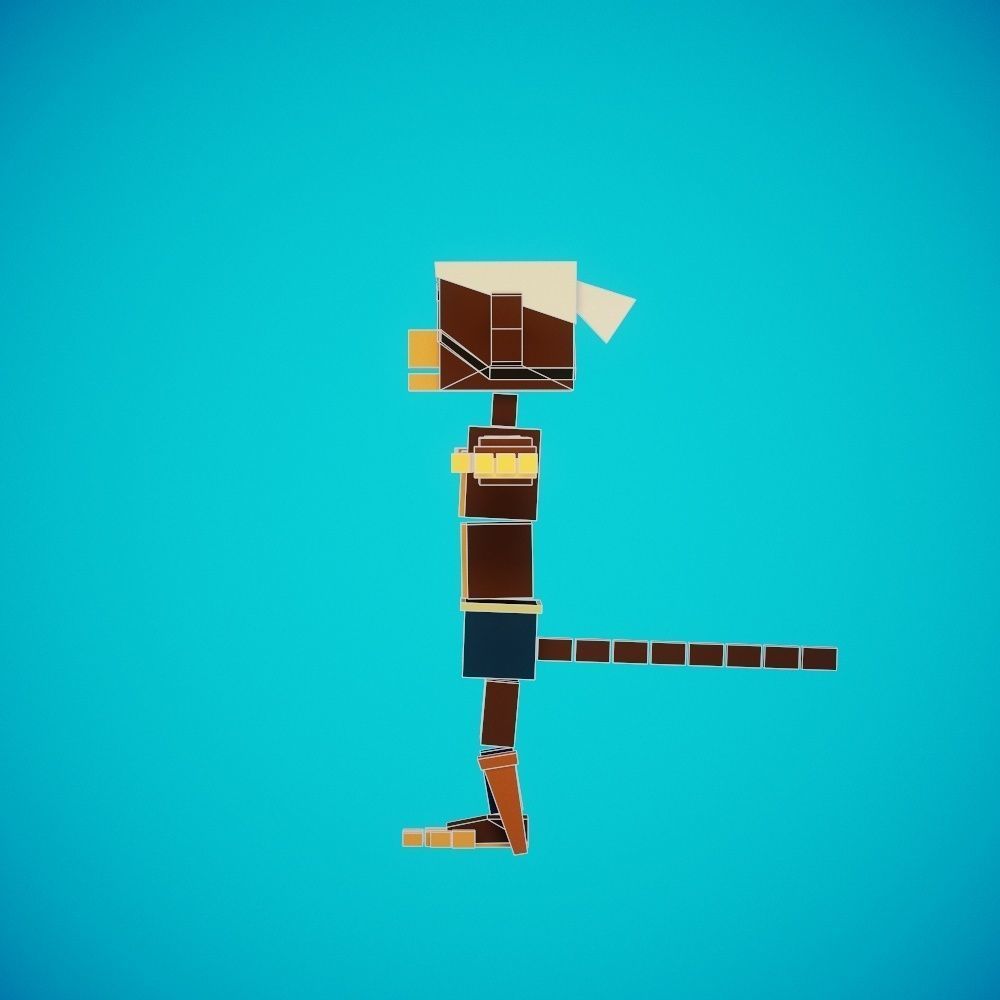 Stylized Pirate Monkey Rigged-Animated Low-poly 3D model_8