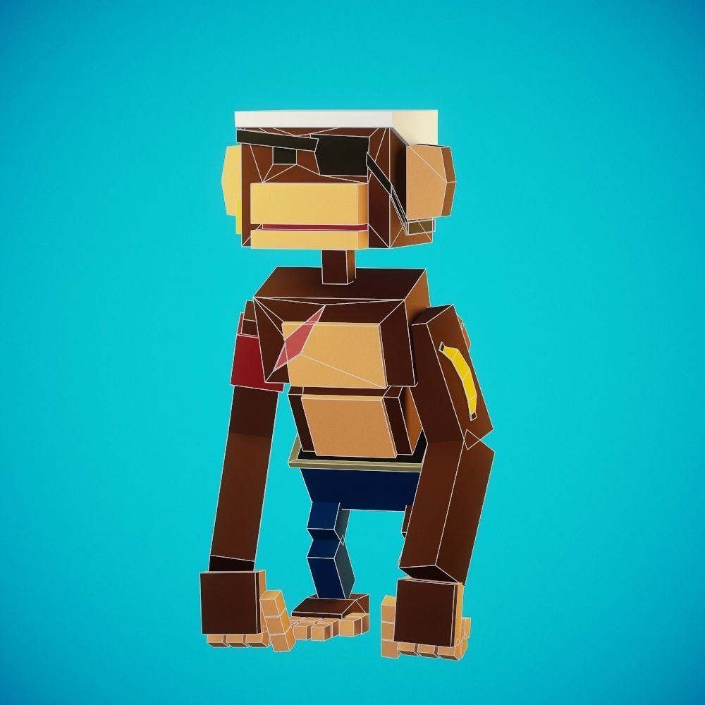 Stylized Pirate Monkey Rigged-Animated Low-poly 3D model_11