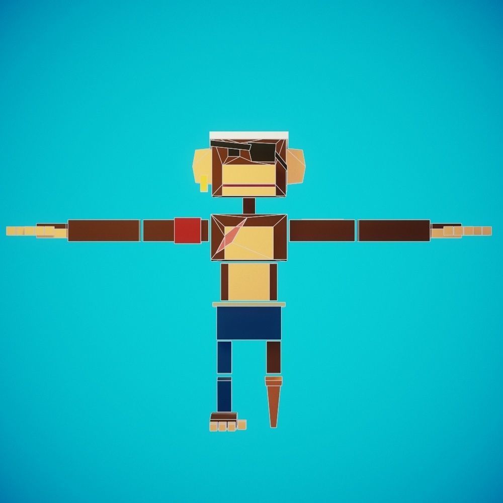 Stylized Pirate Monkey Rigged-Animated Low-poly 3D model_12