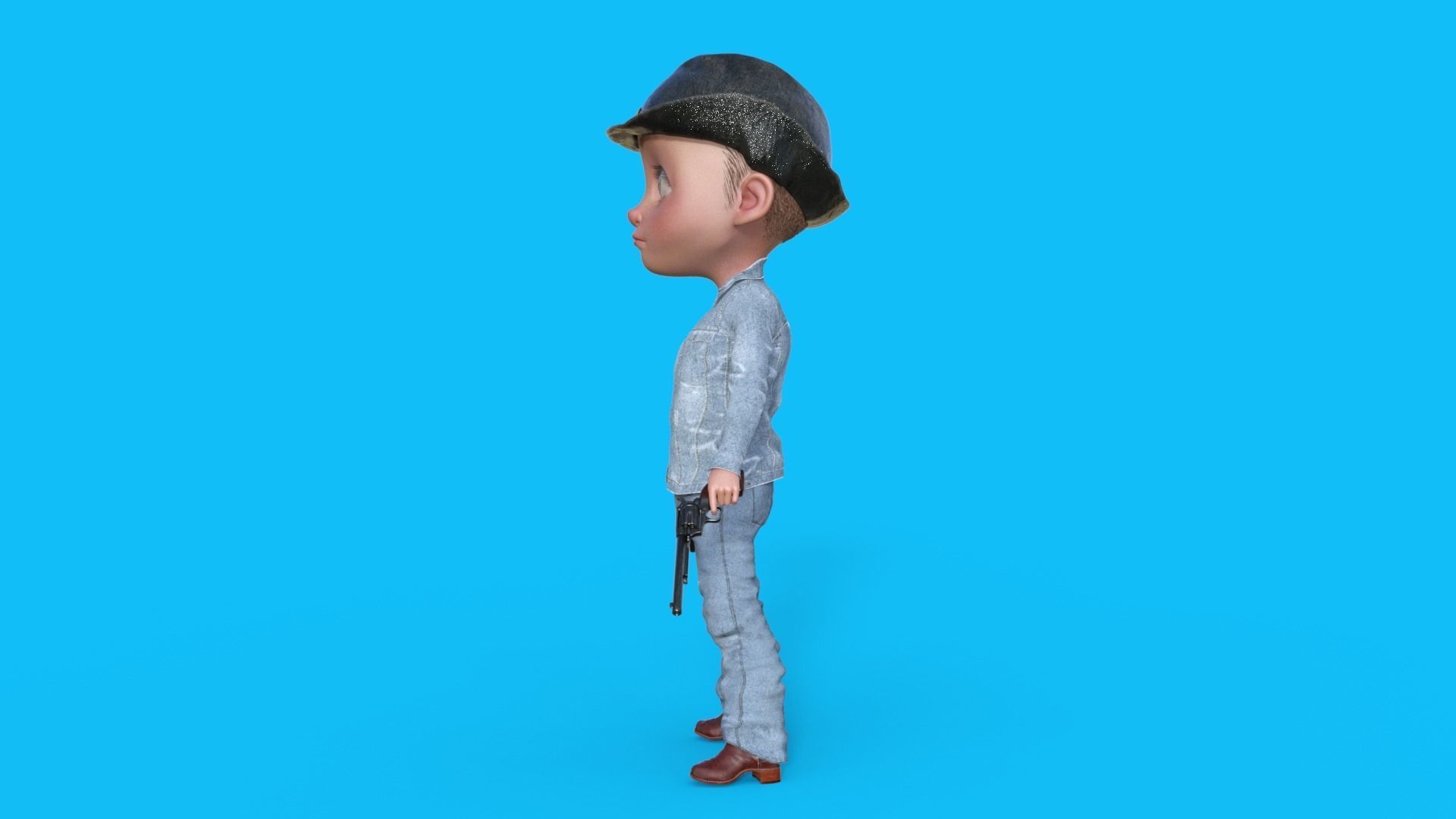 Cartoon Cowboy Rigged 3D model_28