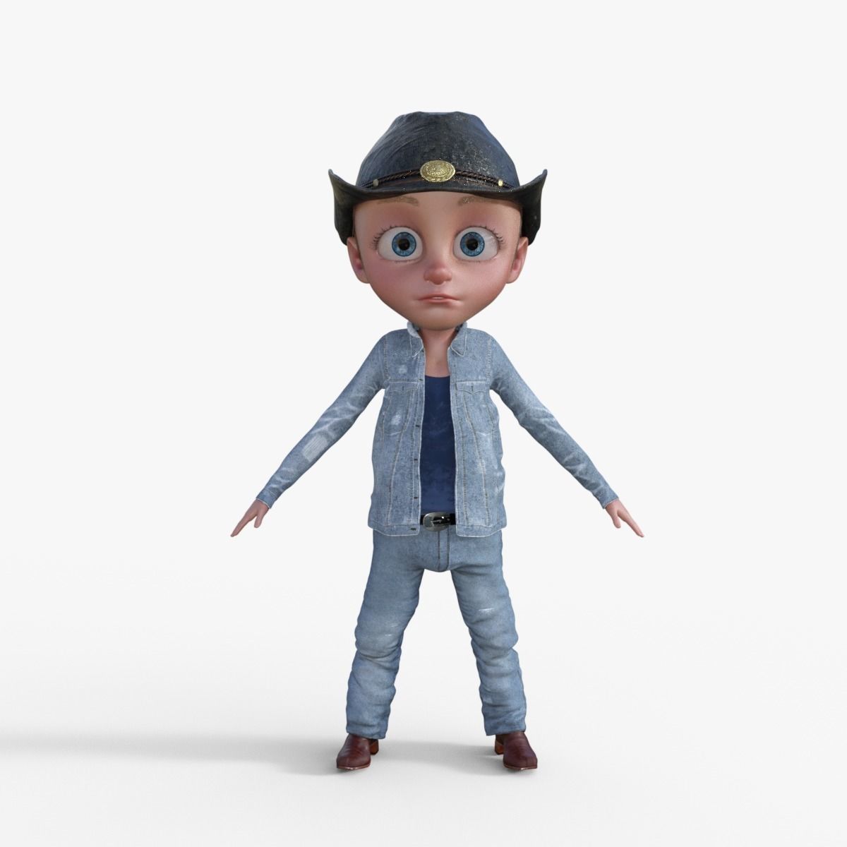 Cartoon Cowboy Rigged 3D model_10