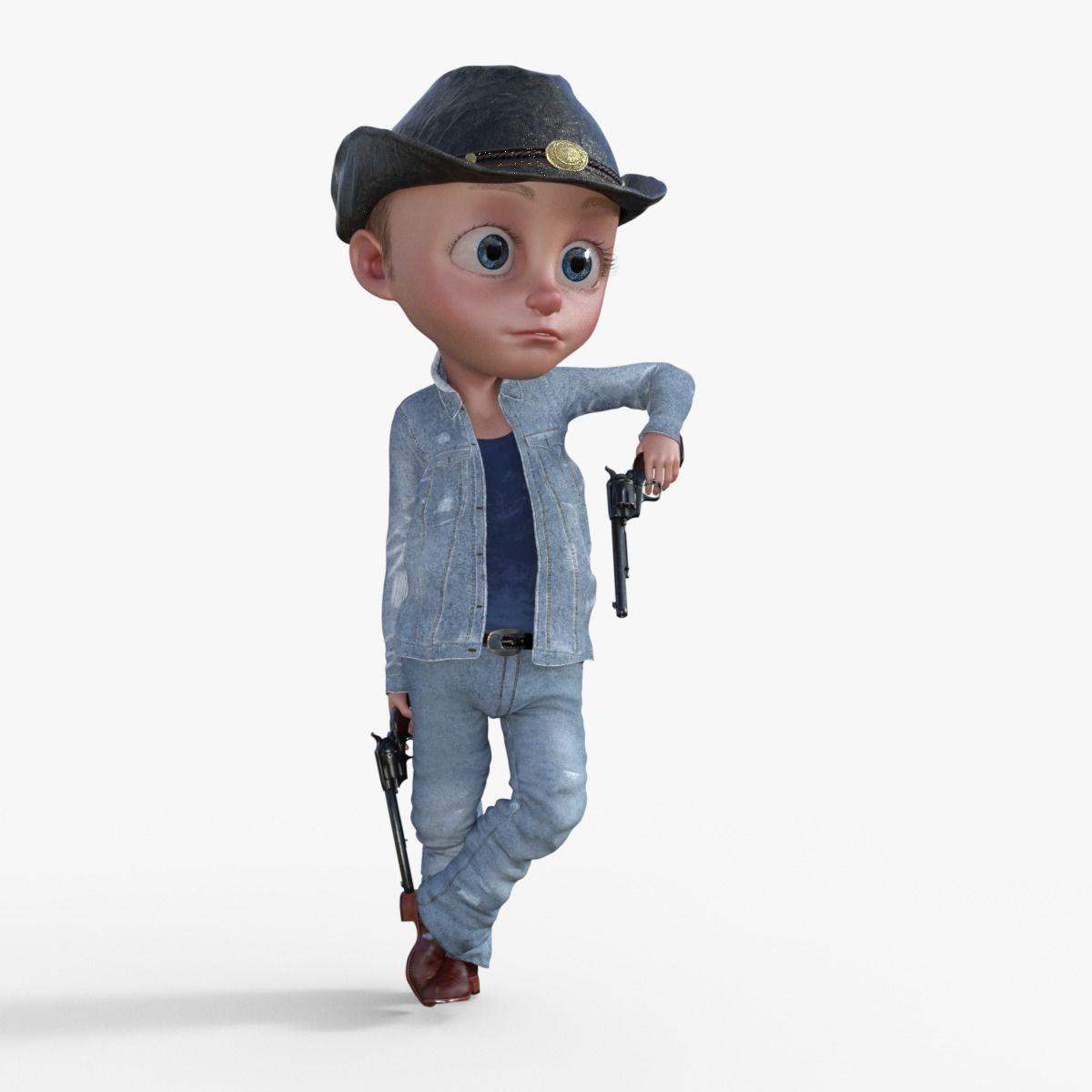 Cartoon Cowboy Rigged 3D model_7