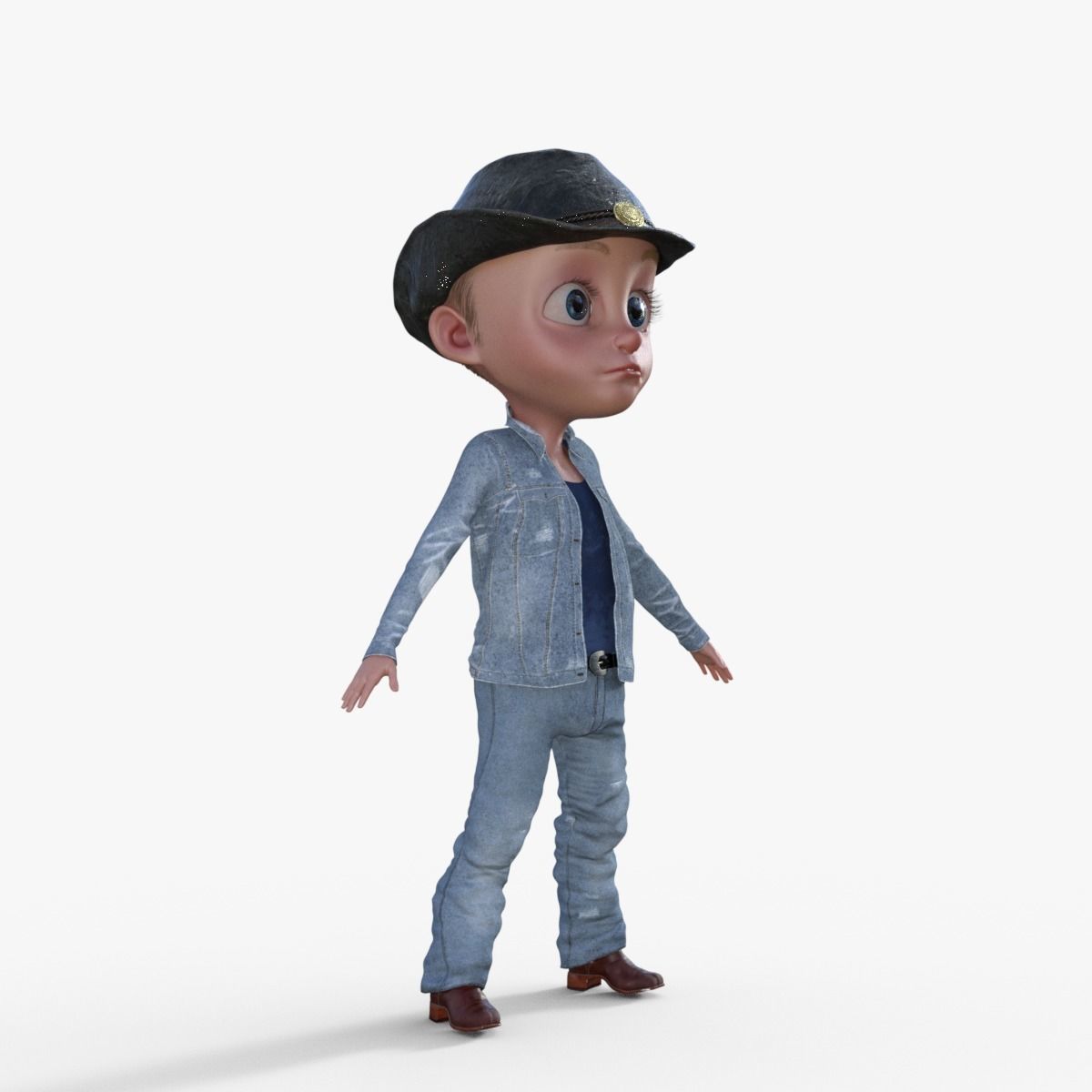 Cartoon Cowboy Rigged 3D model_17