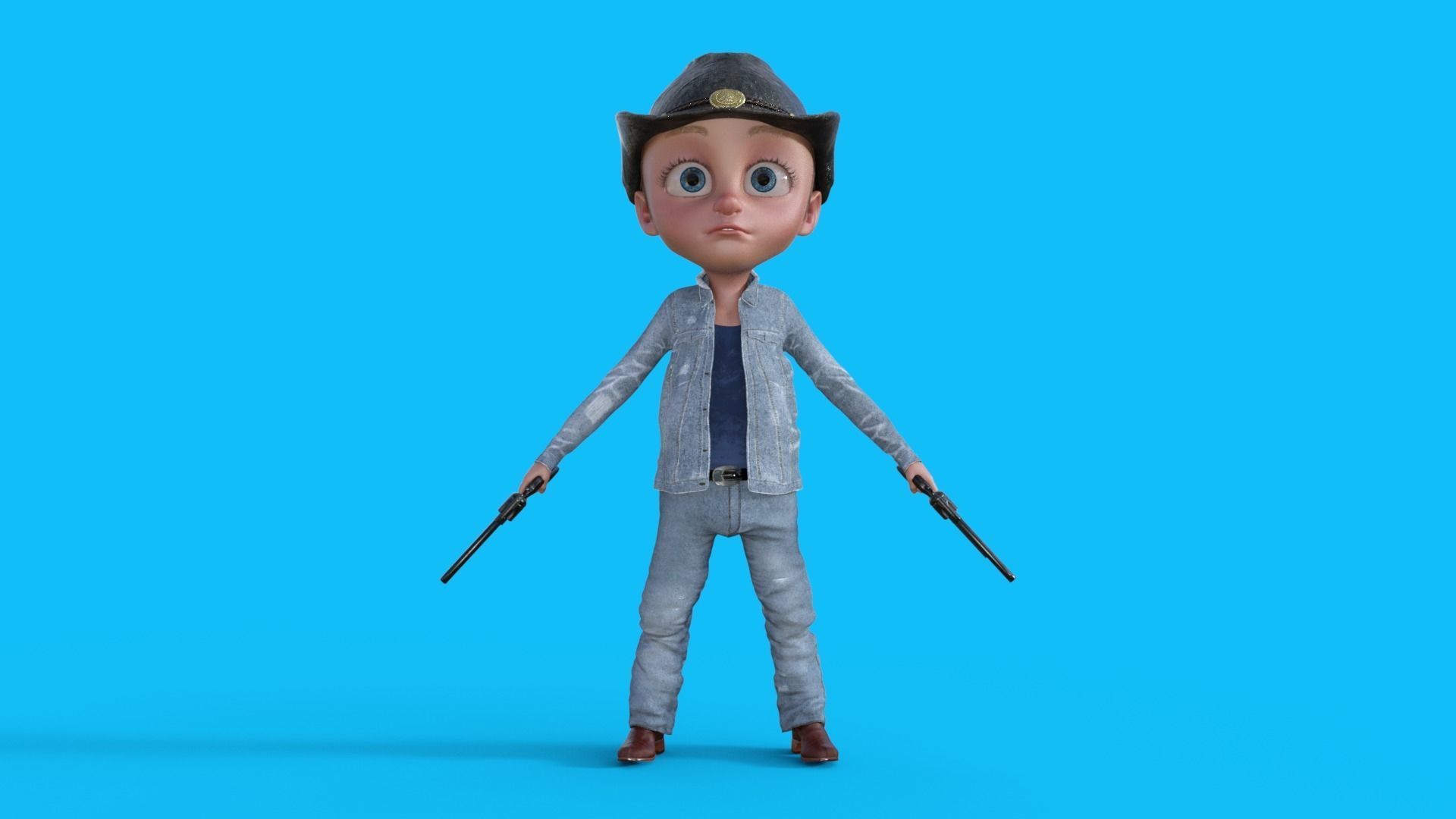 Cartoon Cowboy Rigged 3D model_26