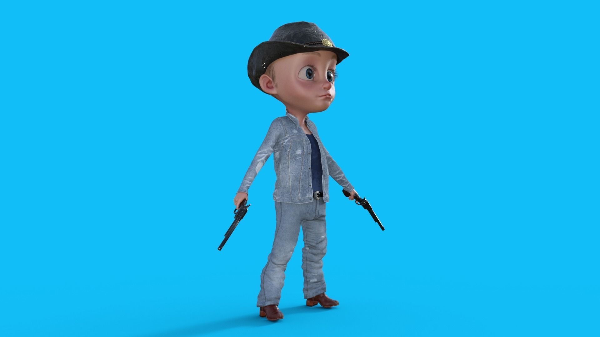 Cartoon Cowboy Rigged 3D model_25