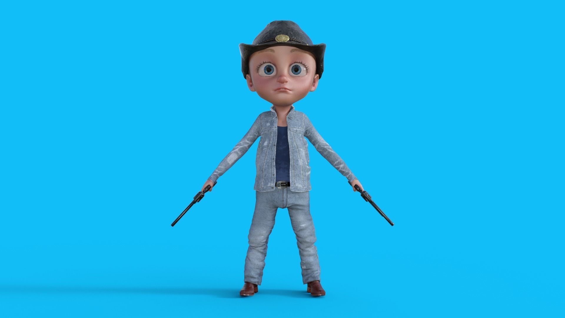 Cartoon Cowboy Rigged 3D model_18