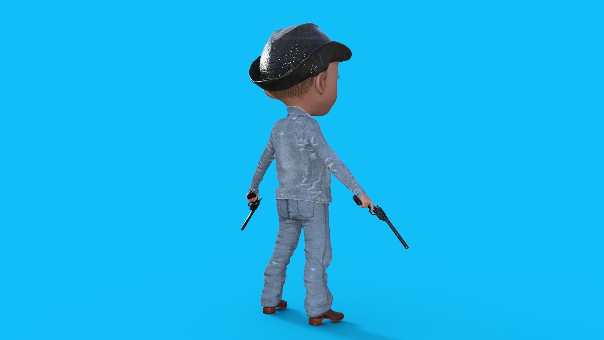 Cartoon Cowboy Rigged 3D model_23