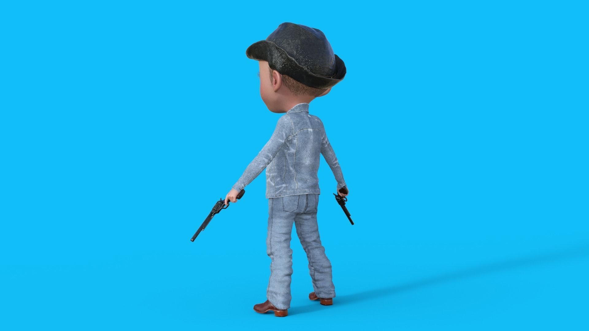 Cartoon Cowboy Rigged 3D model_21