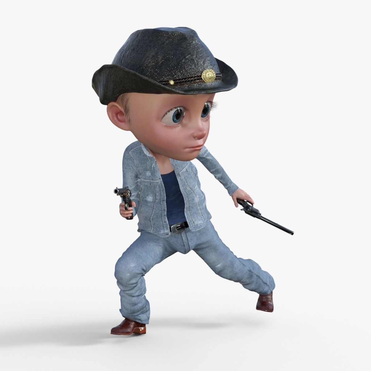 Cartoon Cowboy Rigged 3D model_8