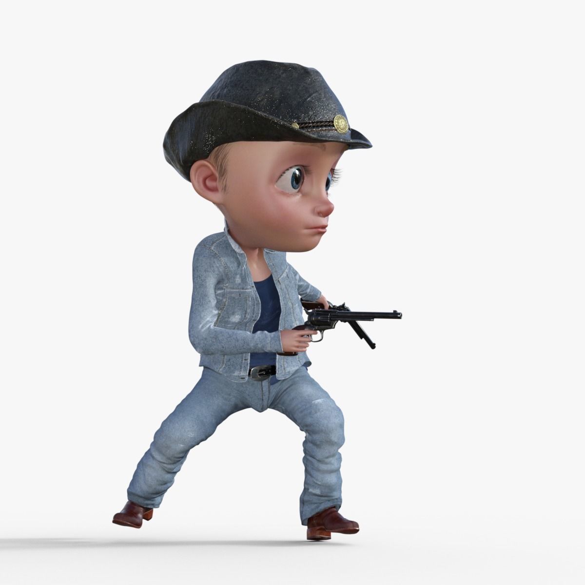 Cartoon Cowboy Rigged 3D model_5