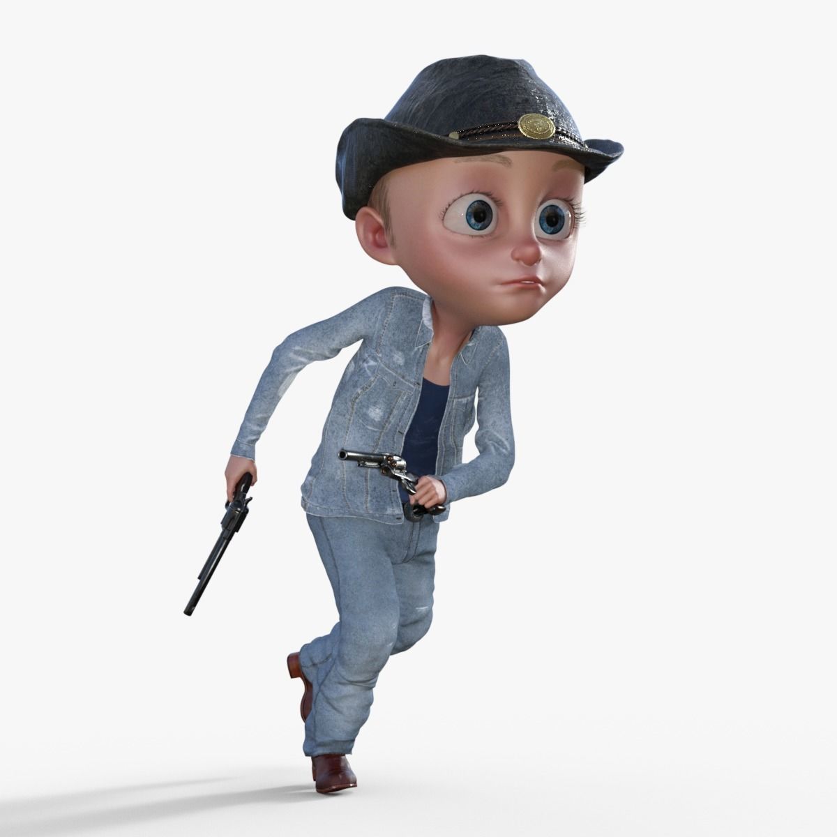 Cartoon Cowboy Rigged 3D model_6