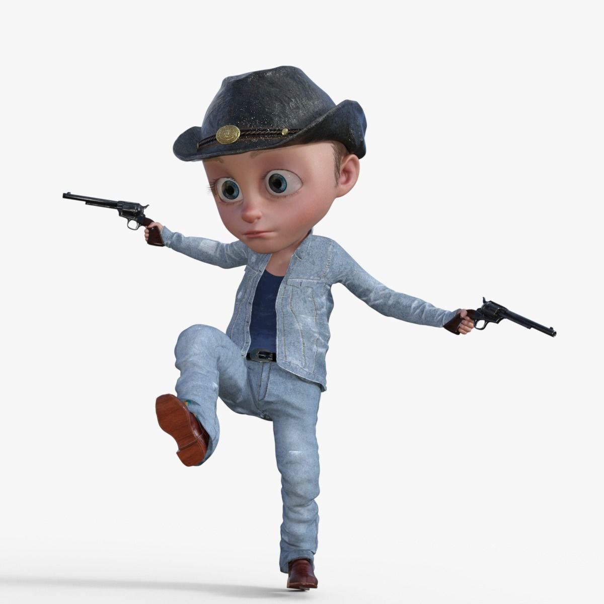 Cartoon Cowboy Rigged 3D model_4